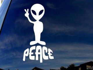 Alien Peace Car Truck Laptop Sticker Decal 4" Tall 
