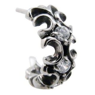One Pair of 316L Men's Silver CZs Cross Stainless Steel Stud Earrings Other Products Jewelry