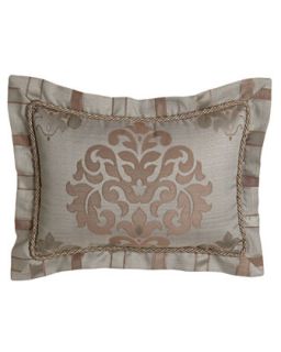 Damask Pillow w/ Striped Flange, 13 x 18