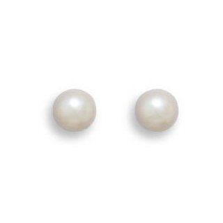 Grade AAA 5 5.5mm Cultured Akoya Pearl Earrings 14K White Gold  