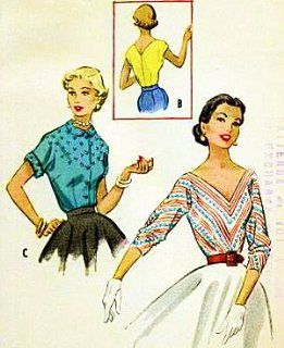McCalls 9422 Misses Set of 3 Blouses, Tops, One Piece Bodice & Sleeve Sewing Pattern, Rockabilly Vintage 1953 