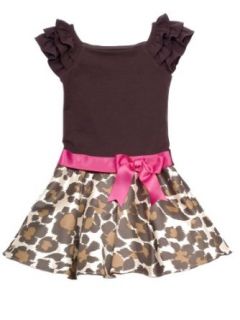 Rare Editions Girls 7 16 Cheetah Print Skater Pullover Dress, Brown/Tan, 12 Clothing