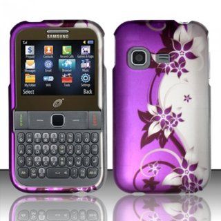 For Samsung S390g (StraightTalk/Net 10/Tracfone) Rubberized Design Cover   Purple/Silver Vines Cell Phones & Accessories