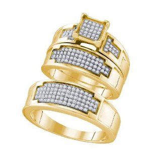 10K Yellow Gold 0.47TCW Diamond (Clarity I3 I4 Color K L) Wedding Ring Sets 7 Will Ship With Free Jewelry Gift Box Jewelry