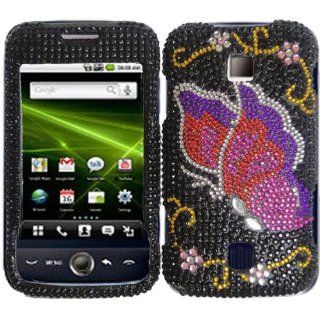 Pink Butterfly Full Diamond Bling Case Cover for Huawei Ascend M860 Cell Phones & Accessories