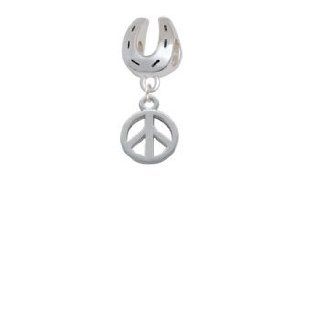 Silver Peace Sign Silver Lucky Horseshoe Charm Bead Dangle Delight & Co. Jewelry