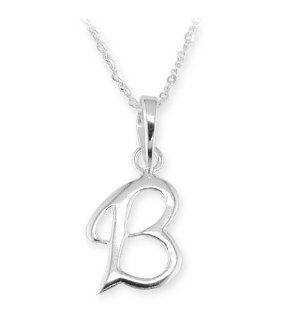 925 Sterling Silver Alphabet Letter B Pendant Necklace Jewelry