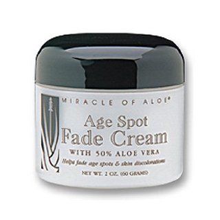 Miracle of Aloe Age Spot Fade Cream 2 Oz. Helps Fade Age Spots and Skin Blemishes. Rich Skin Supplement Blended with 50% Pure Aloe Vera Gel. Helps Reduce Unsightly Age Spots and Skin Blemishes. Fast Active Ingredients Allow for Cream to Deliver Visible Res