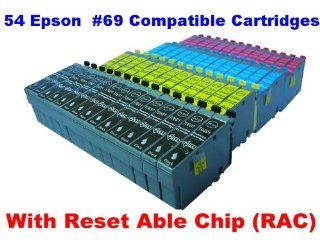 54 Packs of US Patented Epson #69 Reset Able Compatible Cartridges for Epson Stylus printer C120, CX5000, CX6000, CX7000F, CX7400, CX7450, CX8400, CX9400Fax, CX9475Fax, NX100, NX105, NX110, NX115, NX200, NX215, NX300, NX400, NX415, NX510, NX515 and Epson W