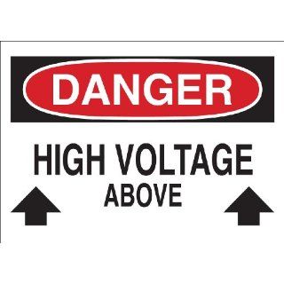 Brady 43116 Aluminum Electrical Hazard Sign, 10" X 14", Legend "High Voltage Above (with Picto)" Industrial Warning Signs