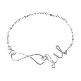Hushi Jewelry 925 Sterling Silver Custom Name Infinite and Initial Wire Bangle Wire Bracelet Jewelry