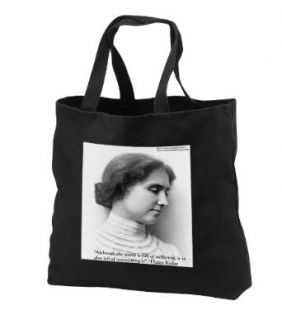 Helen Keller Although the world is full of suffering it is also full of overcoming it   Black Tote Bag 14w X 14h X 3d Clothing