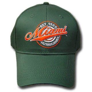 NCAA TWILL UM MIAMI HURRICANES 1925 CAP HAT GREEN ADJ  Sports Fan Baseball Caps  Sports & Outdoors