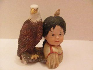 Vintage   "BRAVE AND FREE" Native American Indian FIGURINE with Bald Eagle by PERILLO (1988 / ARTAFFECTS LTD.)  Collectible Figurines  