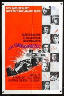 Challengers one sheet movie poster '70 Darren McGavin races for glory against death, cool F1 car racing artwork Entertainment Collectibles