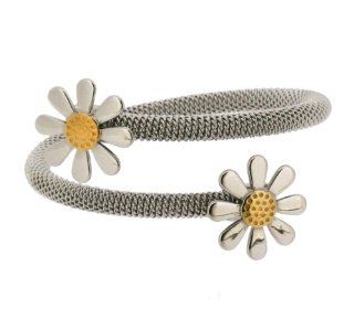 EDFORCE Stainless Steel Bangle with Gold Plated Flower (87 0130 B) EDFORCE Jewelry