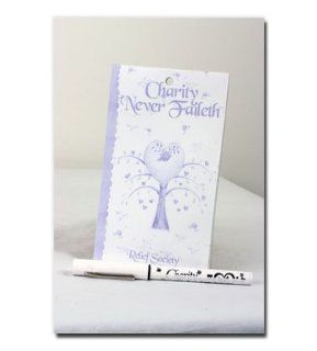Theme Pad and Pen for Panels  Relief Society  "Charity Never Faileth"  Decorative Pin and Pad Perfect for Taking Notes and Making Lists  Makes a Wonderful Gift  Comes with Matching Pin  Neat Gift for Anyone in Relief Society  Give Them to Your Fr