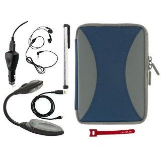 M EDGE Latitude Jacket Foldable Folio Cover Case for Kindle / Kindle Touch eReader   Blue (Also included Stylus Pen, USB Cable, LED Book Light, Car Charger, Stereo Earphones, Velcro Tie)  Players & Accessories