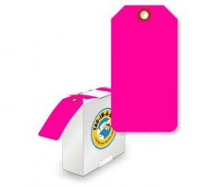 Fluorescent Pink Tag with Fiber, Fluorescent Vinyl Tag in a Box, 100 Tags / Box, 3.125" x 6.25" Clothing