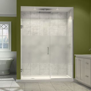 Dreamline Unidoor Plus 72 In. H X 48   49 In. W Frameless Hinged Shower Door, Half Frosted Glass