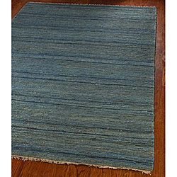 Hand knotted All natural Oceans Blue Hemp Rug (5 X 8)