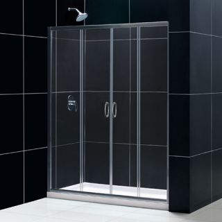 Dreamline DL6963L04CL Frameless Shower Door, 36 by 60 Visions Sliding amp; SlimLine Single Threshold Base Left Hand Drain