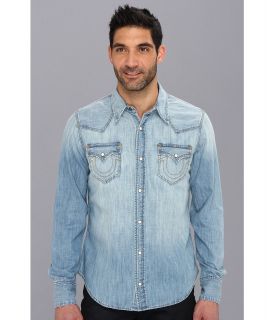 True Religion Jake Western Shirt in Summertime Blues Mens Long Sleeve Button Up (Blue)