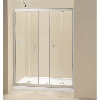 Dreamline DL6209C01CL Frameless Shower Door, 30 by 60 Butterfly BiFold amp; SlimLine Single Threshold Base Center Drain