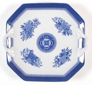 Spode Fitzhugh Blue Square Handled Cake Plate, Fine China Dinnerware   Blue Band