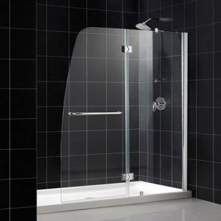 Dreamline DL6502R01CL Frameless Shower Door, 34 by 60 Aqua Hinged amp; SlimLine Single Threshold Base Right Hand Drain