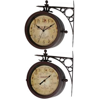 Two sided Rustic Charleston Clock/ Thermometer