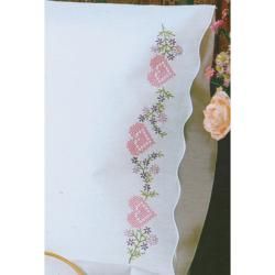 Stamped Pillowcase Pair 20x30 For Embroidery floral Hearts