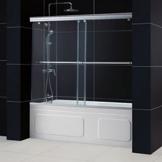 Dreamline DL699701CL Bathtub Shower Door, 56 to 60 Charisma Frameless Bypass Sliding amp; QWALLTub Backwalls Kit