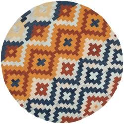 Hand hooked Chelsea Southwest Multicolor Wool Rug (56 Round)