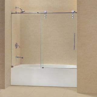 Dreamline SHDR626062007 Bathtub Shower Door, 56 to 59 EnigmaZ Frameless Sliding, Clear 3/8 Glass Brushed Stainless Steel