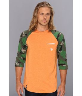 L R G Wolfland 3/4 Sleeve Raglan Tee Mens T Shirt (Orange)