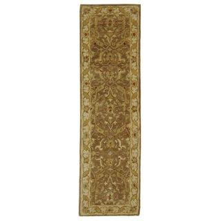 Handmade Antiquities Treasure Brown/ Gold Wool Rug (23 X 6)