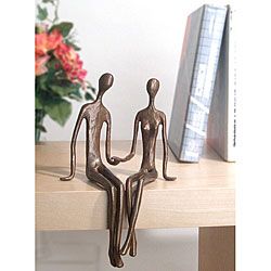 Sitting Couple Cast Bronze Sculpture