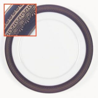 Noritake Vienna Dinner Plate, Fine China Dinnerware   Blue Band, Gold Decor