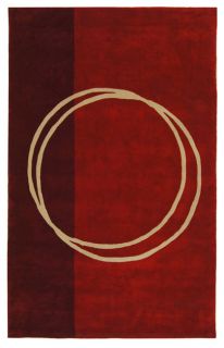 Handmade Rodeo Drive Circle Of Life Red/ Ivory N.Z. Wool Rug (5 X 8)