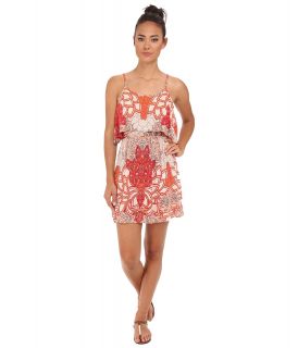 Angie Spa Strap Print Dress Womens Dress (Red)