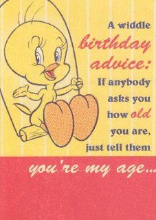 Greeting Card Birthday Looney Tunes Tweety Bird "Age Card, a Widdle Birthday Advice If Anybody Asks You How Old You Are" Health & Personal Care