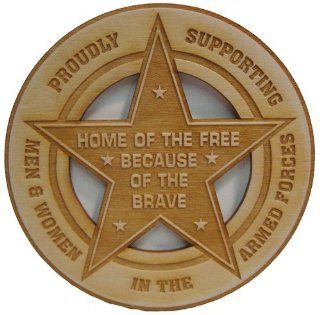 Home of the Free Because of the Brave; laser engraved wood plaque  Prints  