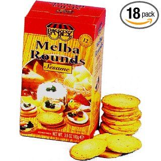 Paskesz Melba Toast, Melba Rounds Original Flavor, 3.5 Ounce Packages (Pack of 18)  Grocery & Gourmet Food