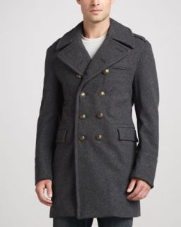 Burberry Brit Military Double Breasted Coat, Dark Gray