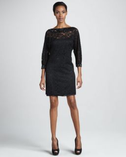 David Meister Beaded Lace Cocktail Dress