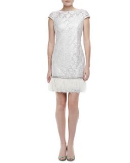 Kay Unger New York Ostrich Feather Cocktail Dress