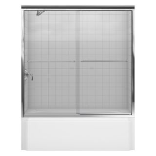 KOHLER 59 5/8 in W x 58 3/8 in H Silver Frameless Bathtub Door