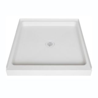 Aqua Glass 32 in L x 32 in W Alcove Base High Gloss White Polypropylene Shower Base (Drain Included)