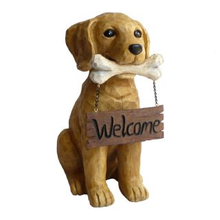 13.5H Dog with Welcome Sign Garden Statue